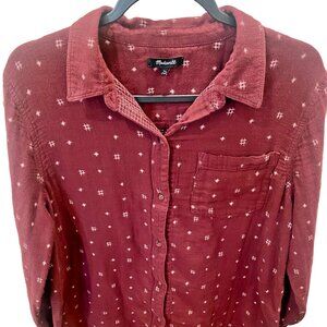 Madewell Classic Fit Plaid Flannel Cotton Blend Long Sleeve Button